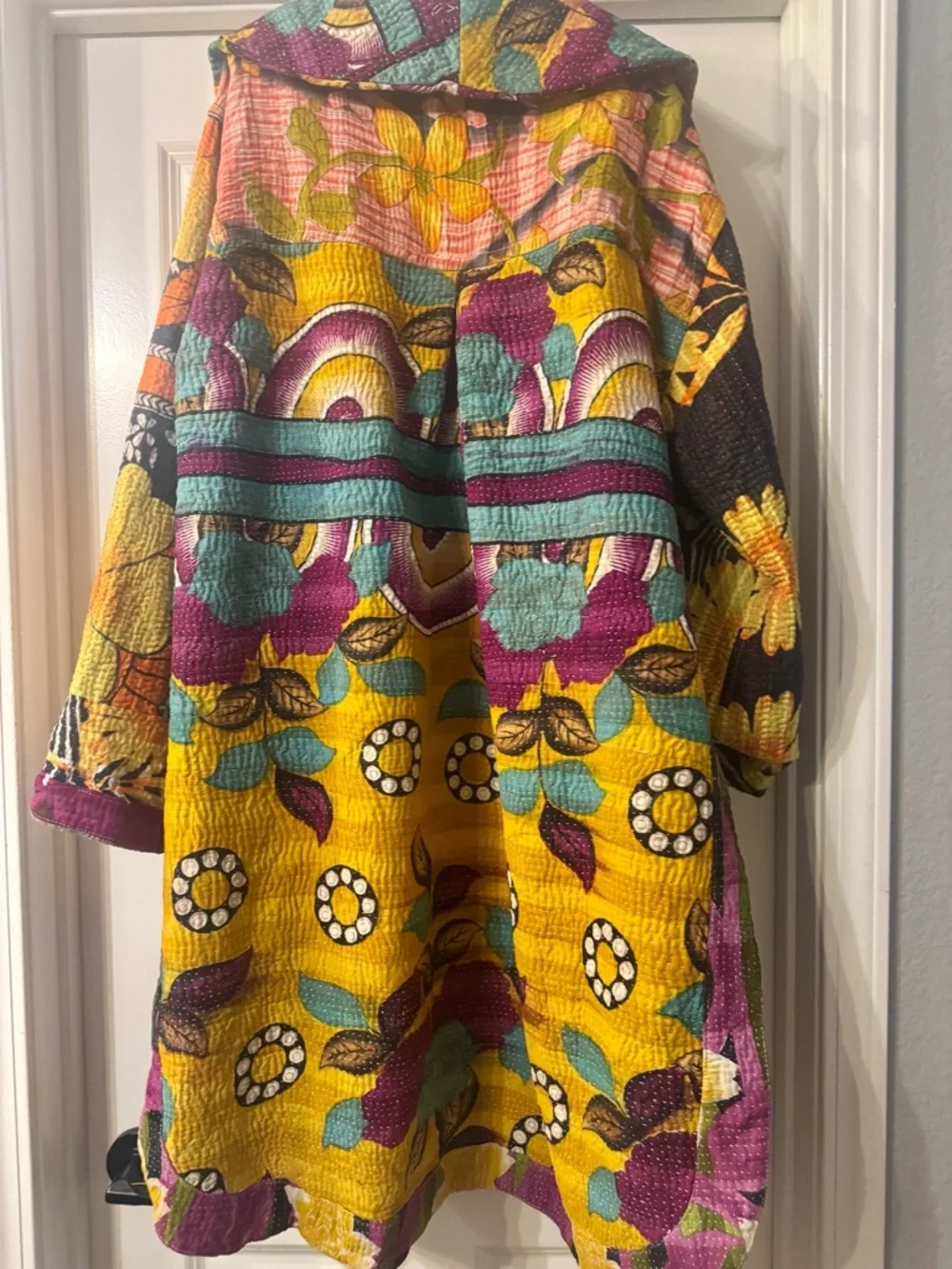 Vibrant Yellow Patchwork Quilt-Style Jacket - Picture 5 of 11